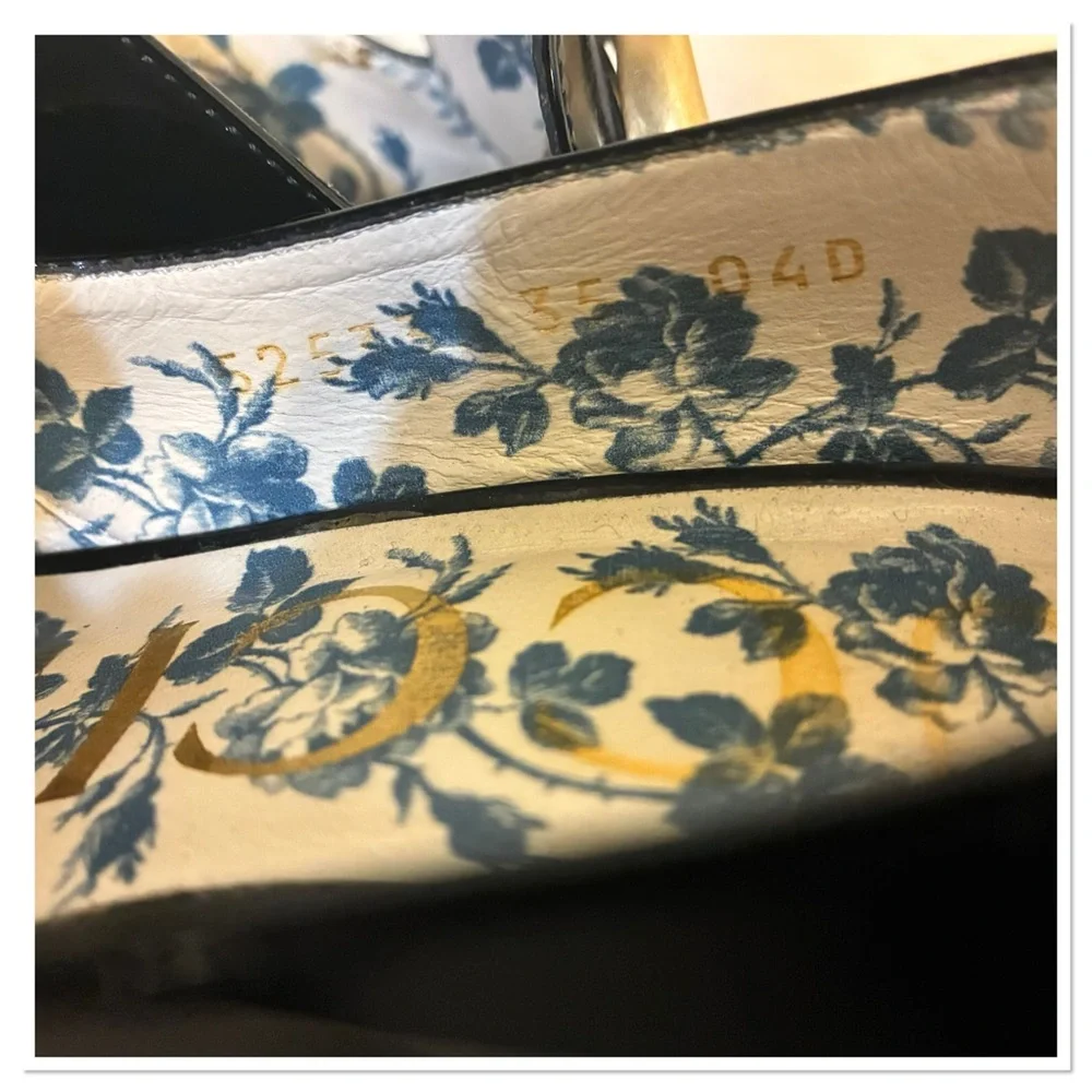 Gucci Double G Logo Victoire Patent Leather Low Block Heel size 35(5) - Picture 10 of 11